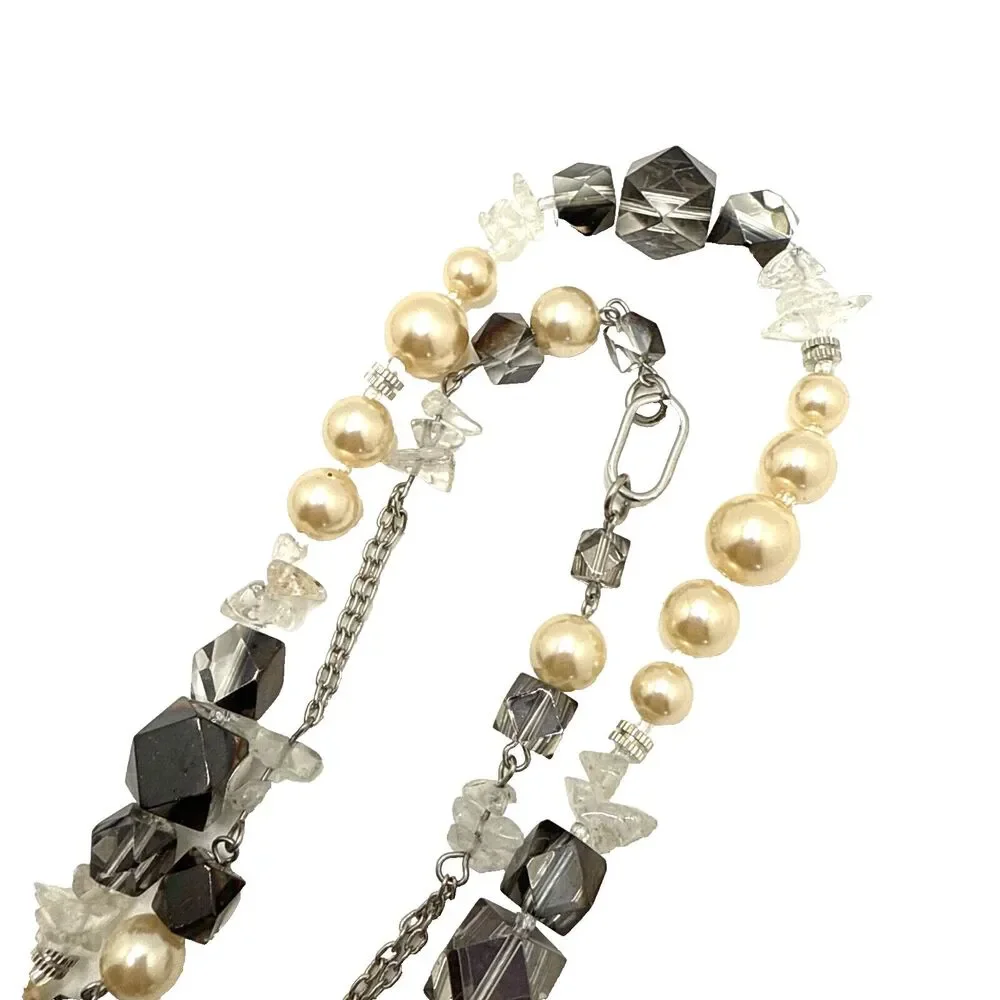 NEW Coldwater Creek DOUBLE PEARL FROST Necklace Genuine Stone Statement NWT 34